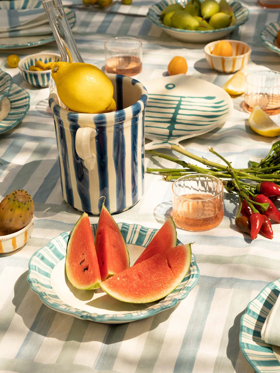 Alex and Trahanas Lido Ceramic Wine Cooler in Blue Stripe