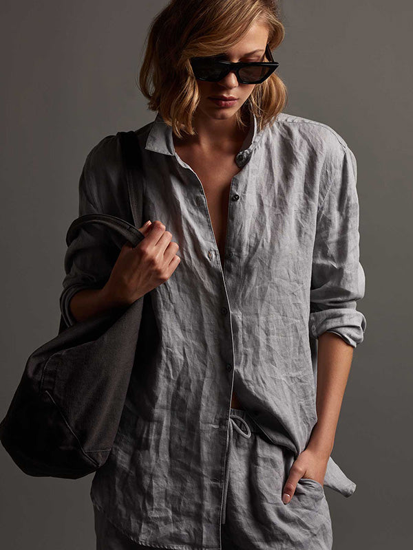 James Peres Lightweight Linen Shirt in Breeze Pigment