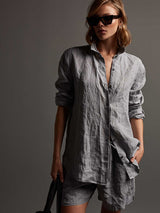 James Peres Lightweight Linen Shirt in Breeze Pigment