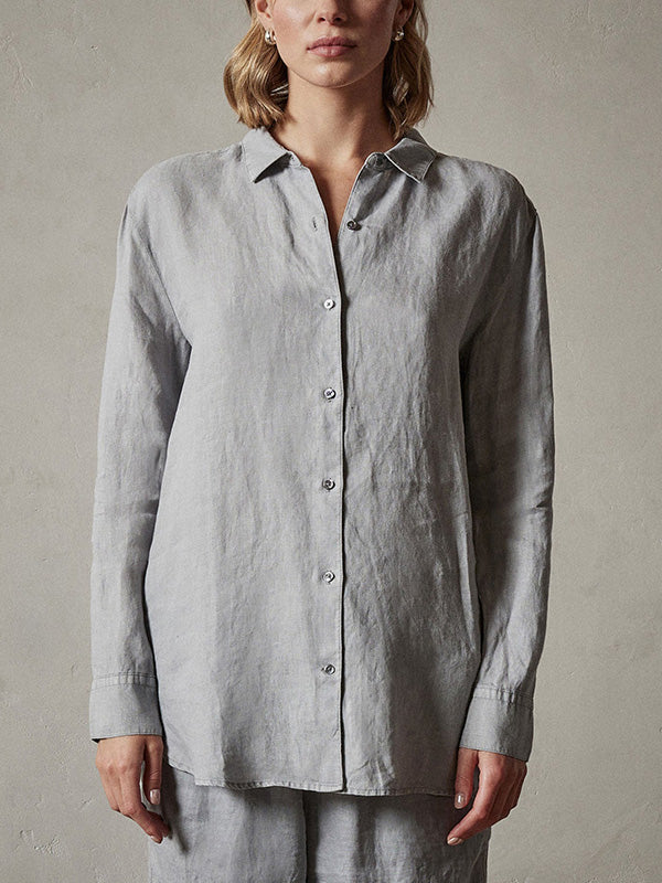 James Peres Lightweight Linen Shirt in Breeze Pigment