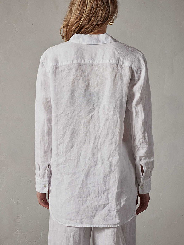 James Peres Lightweight Linen Shirt in White