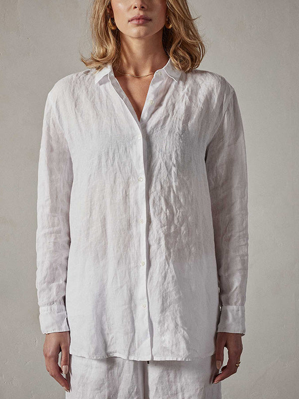 James Peres Lightweight Linen Shirt in White