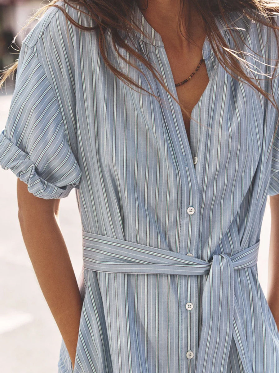 Xirena Liora Dress in Chambray Teal Stripe