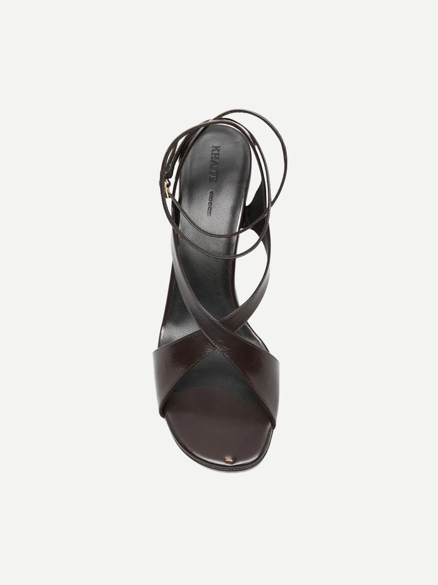 Khaite Liria Ankle Strap Sandal in Dark Brown