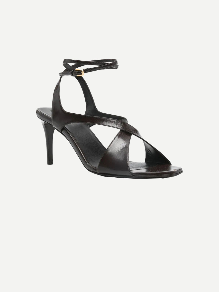 Khaite Liria Ankle Strap Sandal in Dark Brown