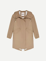 Yves Salomon Long Fishtail Waterproof Parka in Mid Khaki