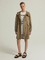 Yves Salomon Long Fishtail Waterproof Parka in Mid Khaki