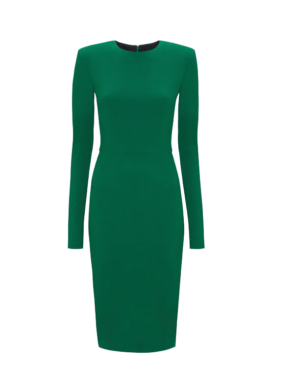 Victoria Beckham | Long Sleeve Fitted Dress in Viridian