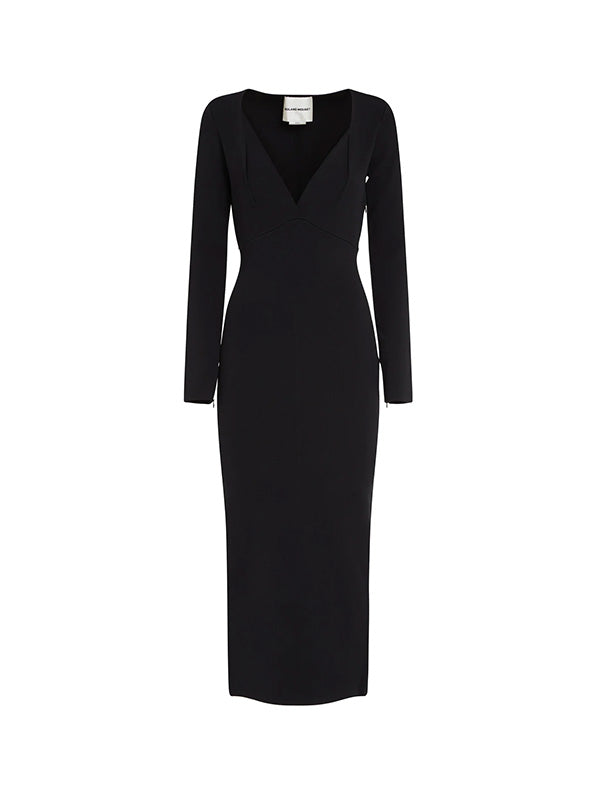 Roland Mouret Long Sleeve Midi Dress in Black