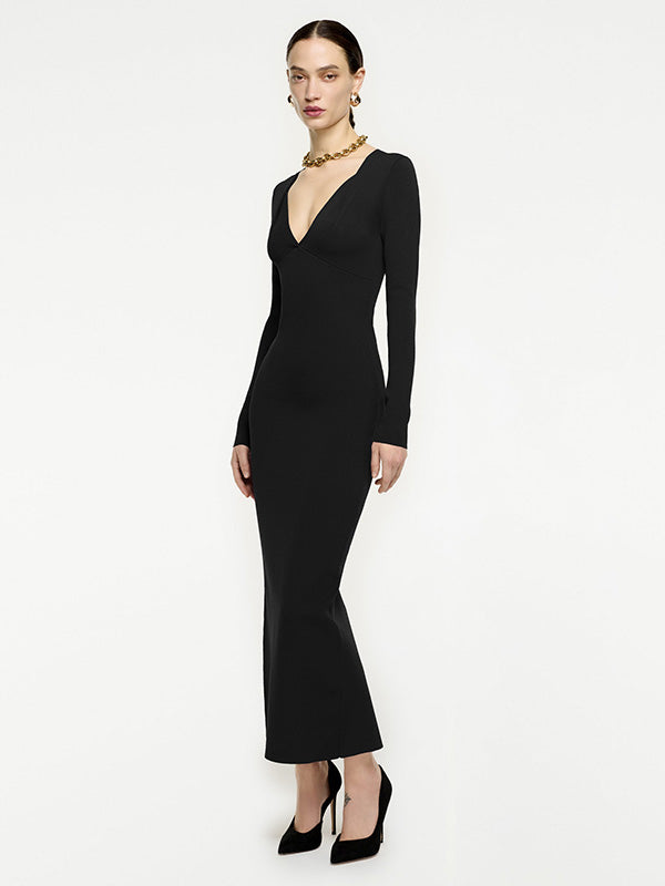 Roland Mouret Long Sleeve Midi Dress in Black