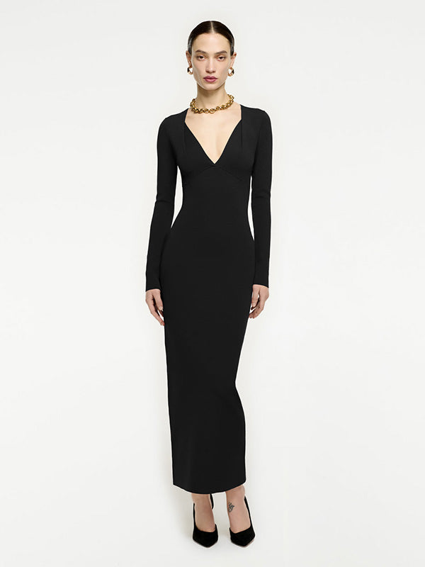 Roland Mouret Long Sleeve Midi Dress in Black