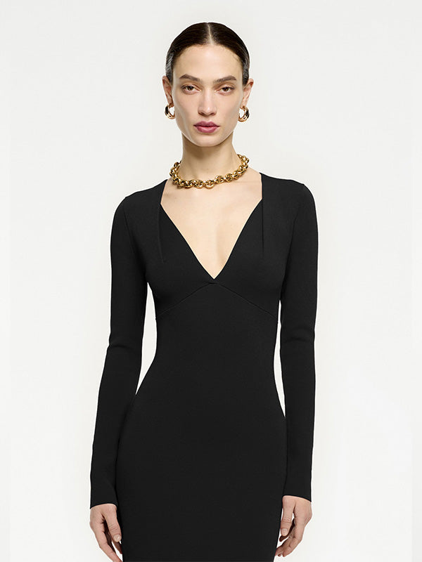 Roland Mouret Long Sleeve Midi Dress in Black