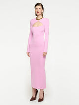 Roland Mouret Long Sleeve Knit Midi Dress in Pink