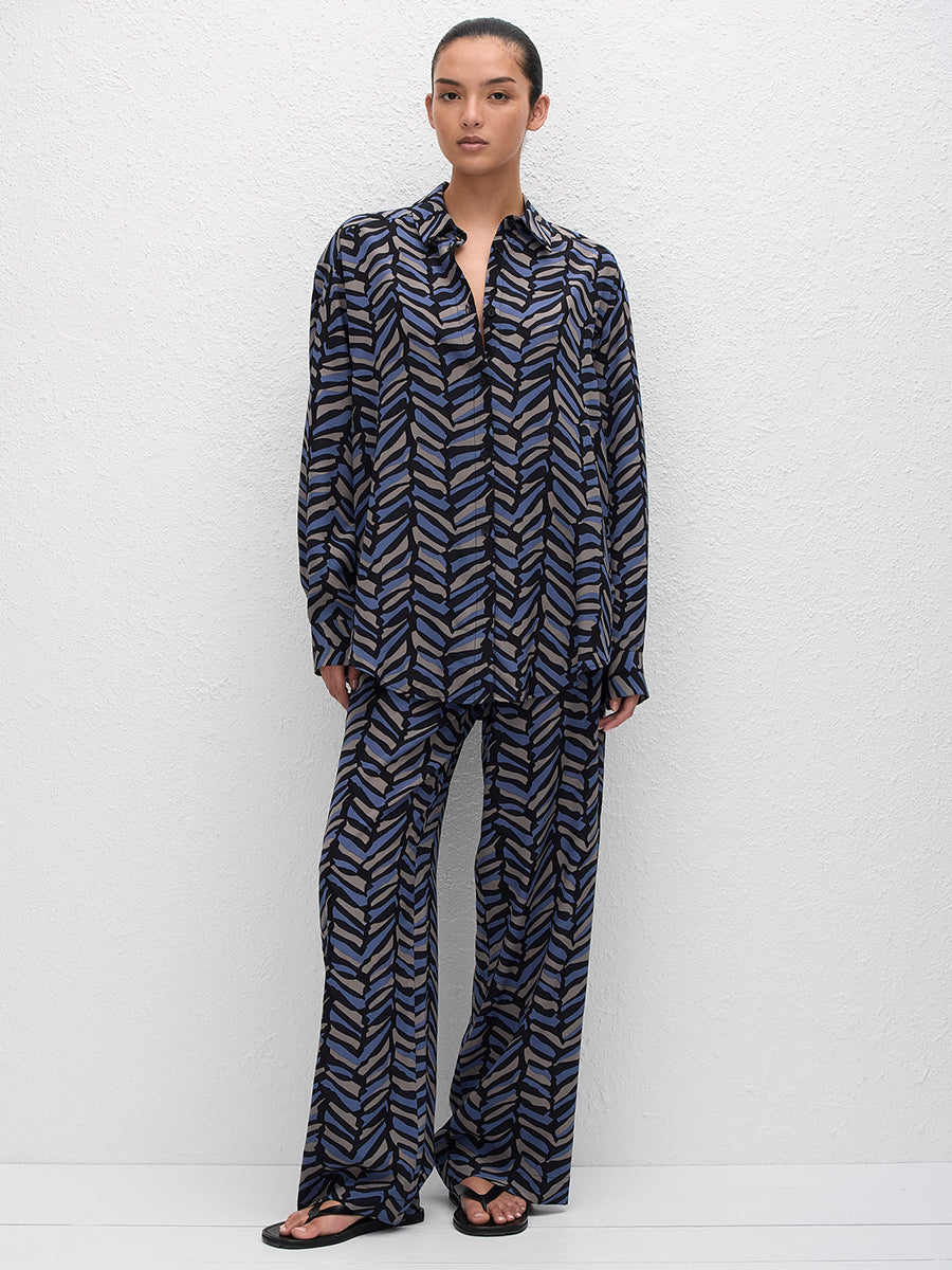 Matteau Long Sleeve Silk Shirt in Palermo