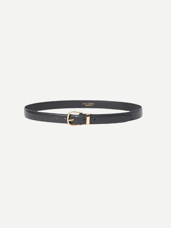 Nili Lotan Louise Flat Calfskin Belt in Black