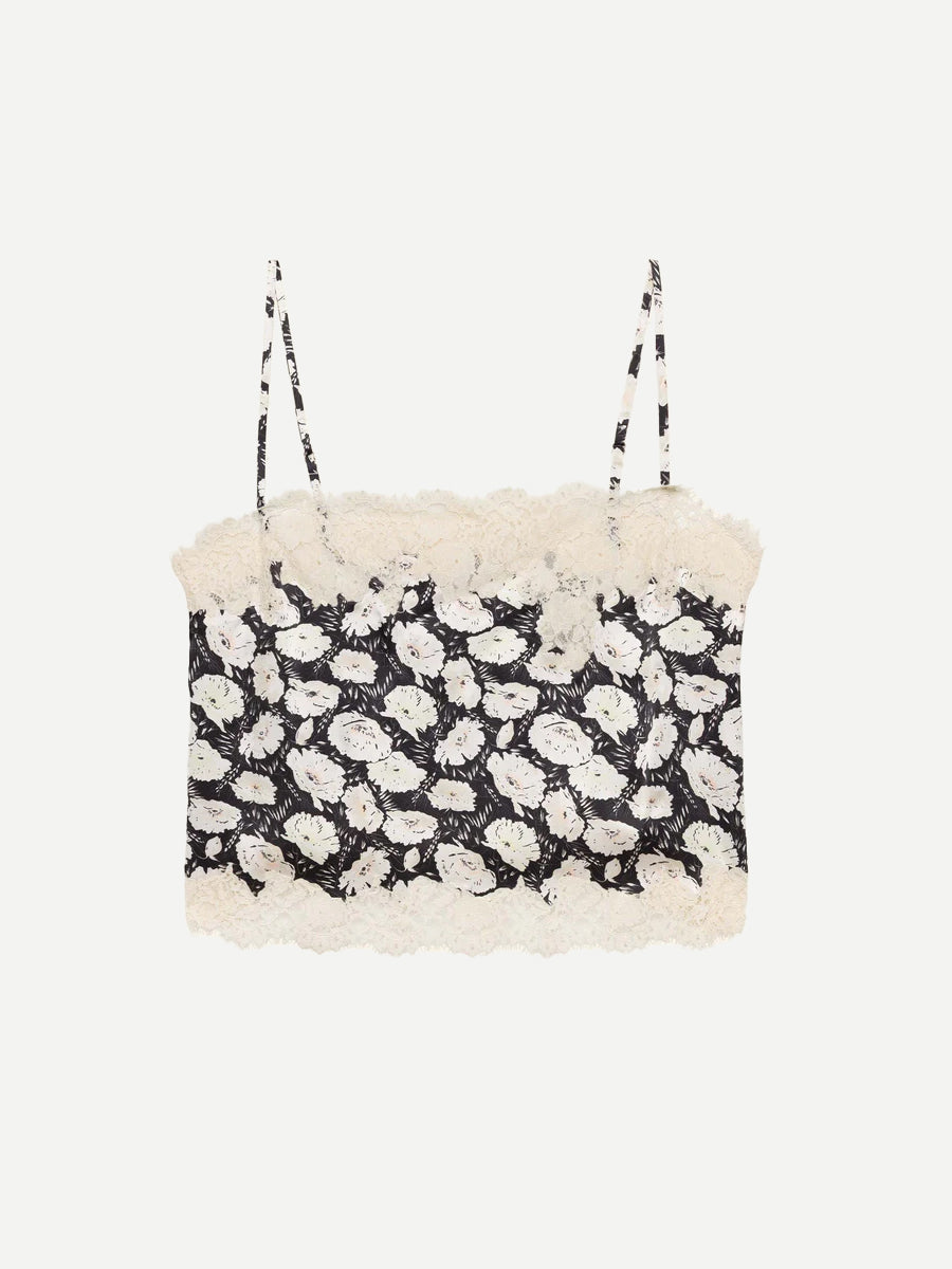 Doen Loure Top in Noir Fluer DAnemone