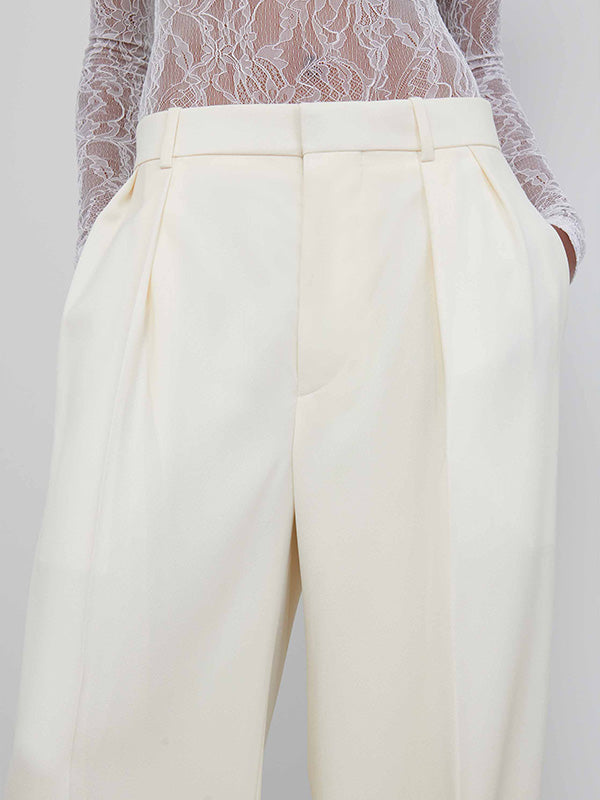 Wardrobe.NYC | Low Rise Tuxedo Trouser in Off White
