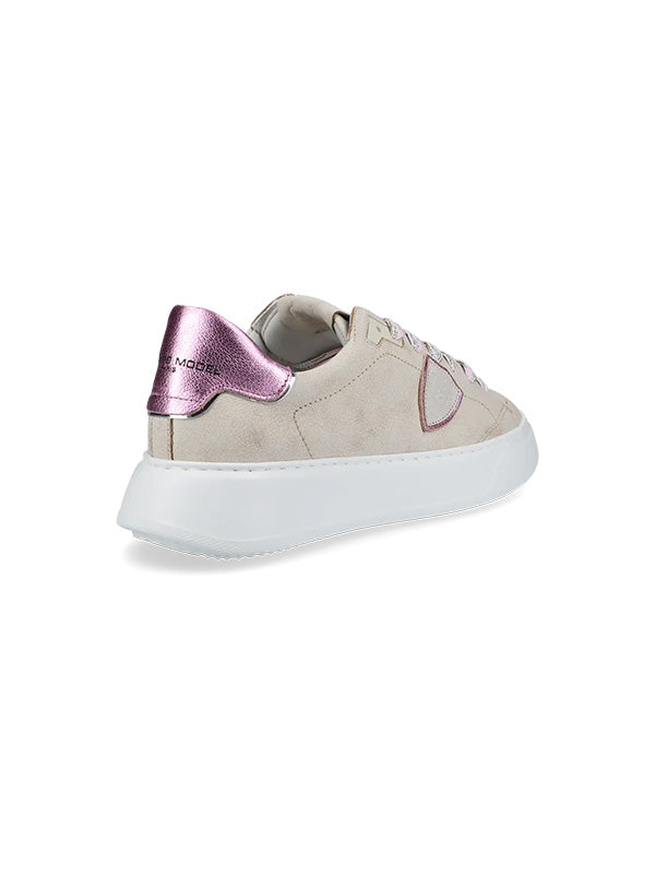Philippe Model Low Temple Sneaker in Blanc Rose