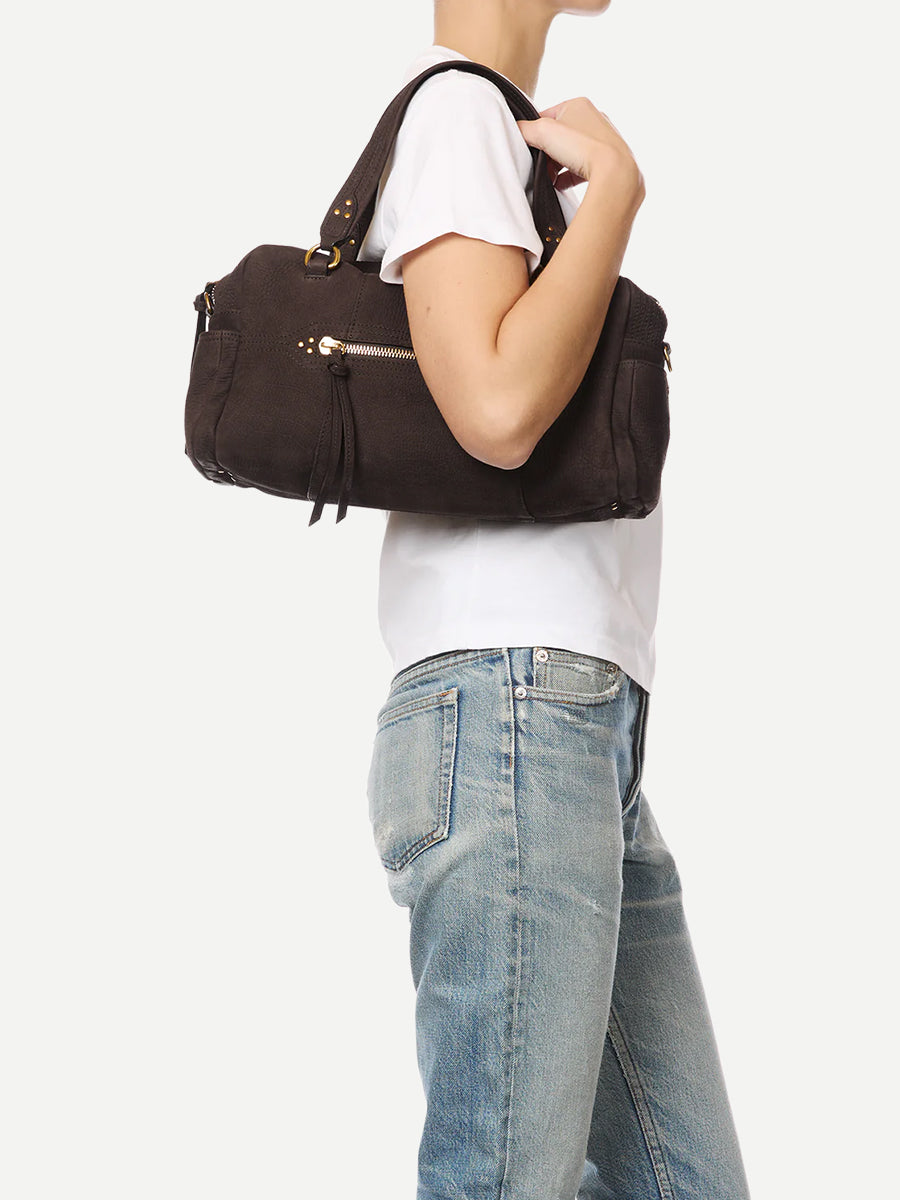 Jerome Dreyfuss Lucky Bowling Bag in Imprime Croco Moka