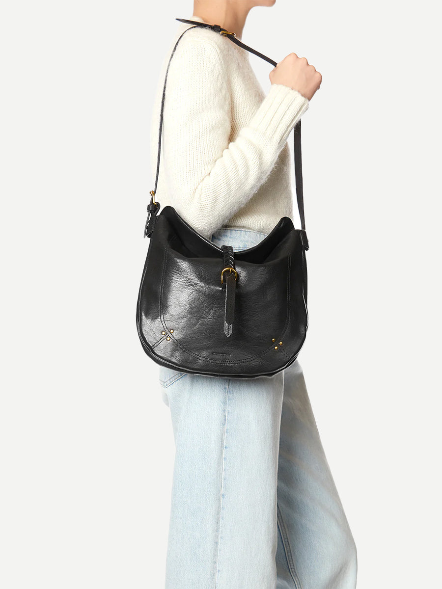 Jerome Dreyfuss Luis Braided Bag in Noir Graine