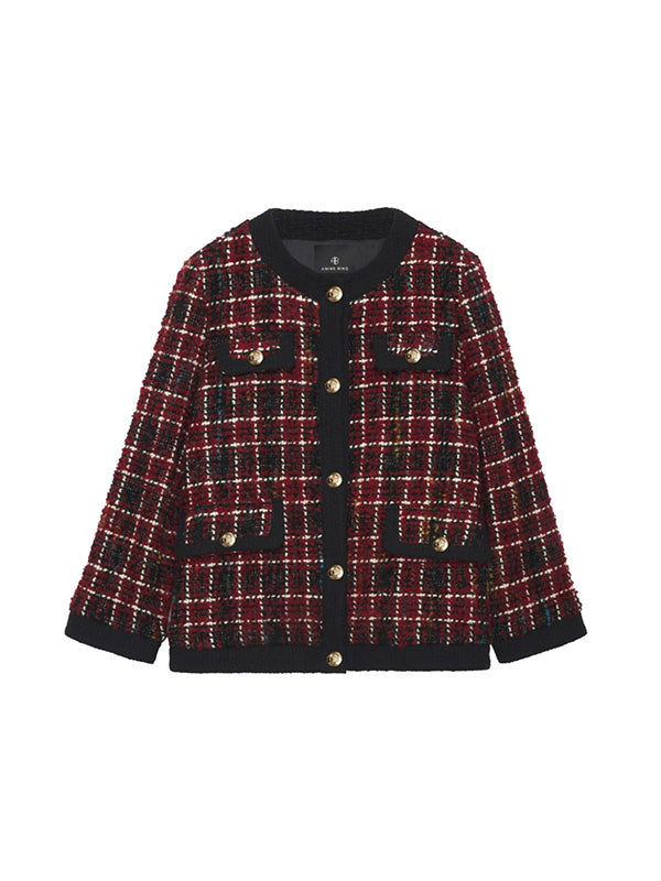 Anine Bing Lydia Jacket in Cherry Plaid | As seen on Kate Moss