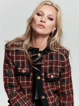 Anine Bing Lydia Jacket in Cherry Plaid | As seen on Kate Moss