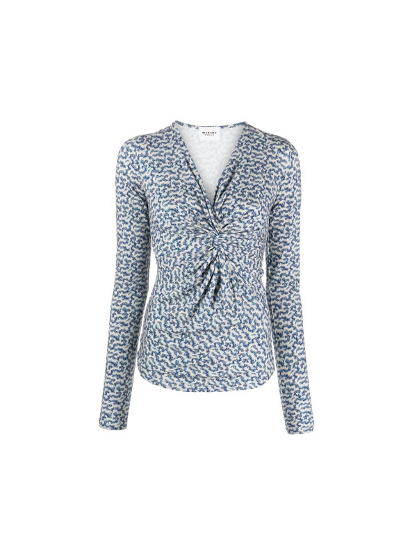 Isabel Marant Etoile Lyss Top in Blue/Ecru