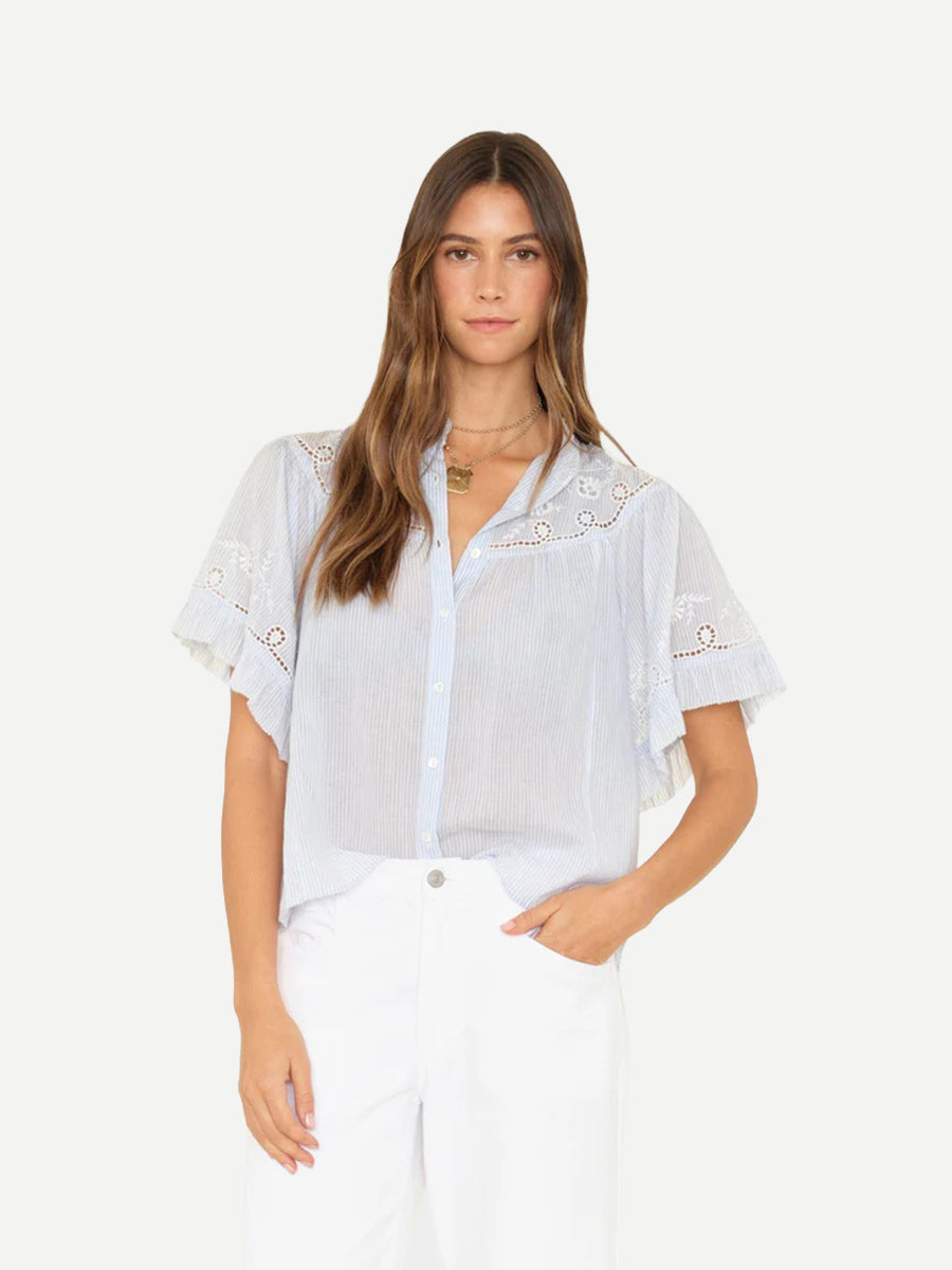 Xirena Mae Shirt in Blue/White Stripe