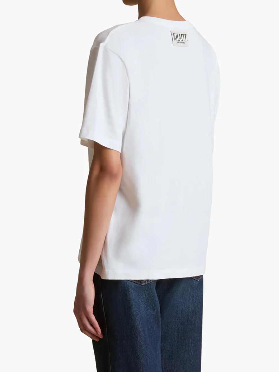 Khaite Mae Short Sleeve Tee Shirt in White
