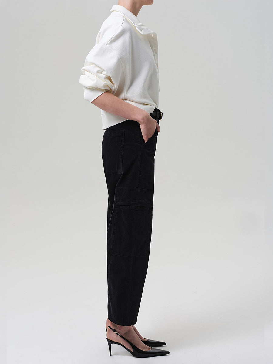 Citizens of Humanity | Marcelle Low Slung Corduroy Cargo in Charcoal