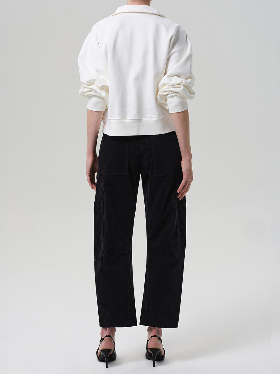 Marcelle Low Slung Corduroy Cargo in Charcoal