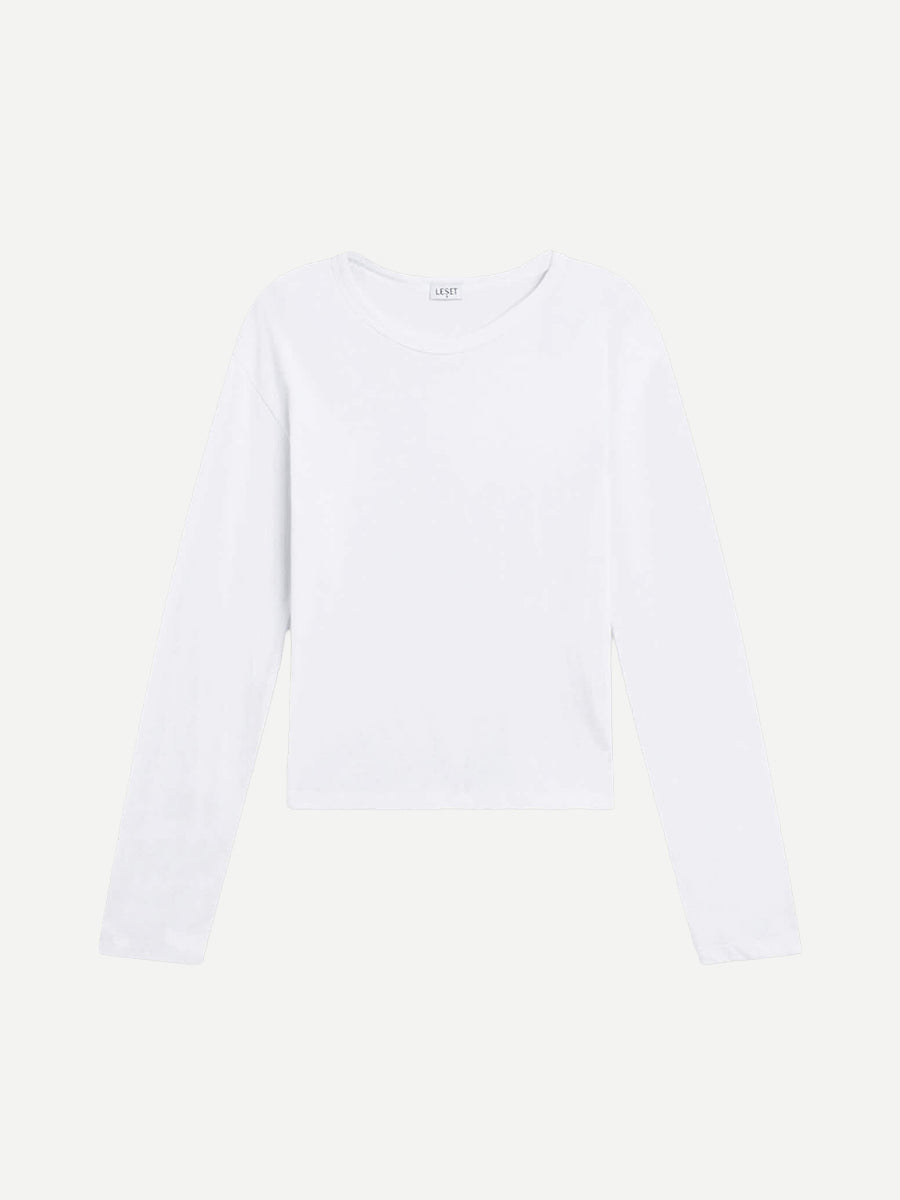 LESET Margo Long Sleeve Tee in White