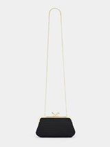 Anya Hindmarch Maud Clutch Tassel in Black Satin
