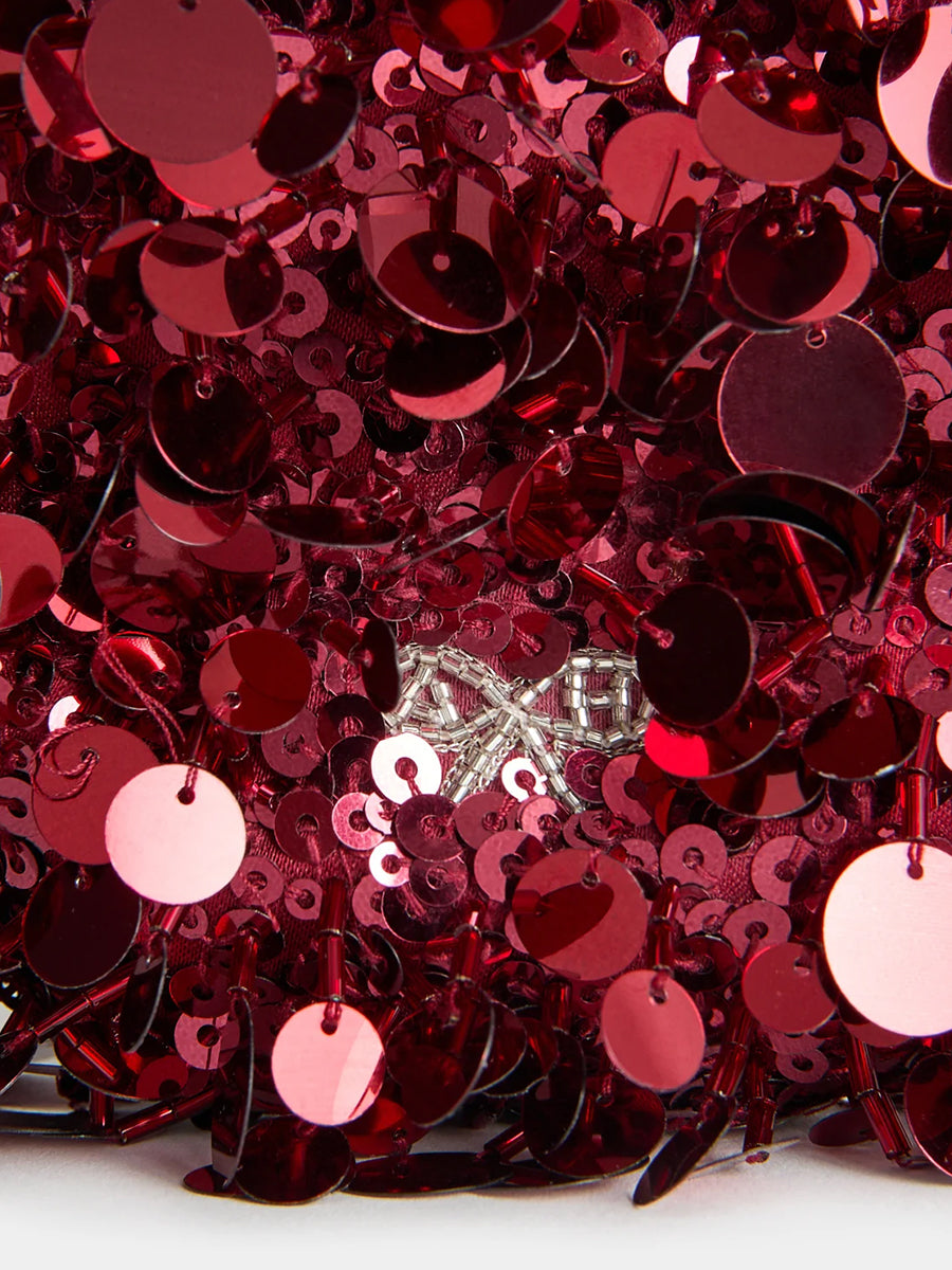 Mini Bucket Ladybird in Oxblood Satin