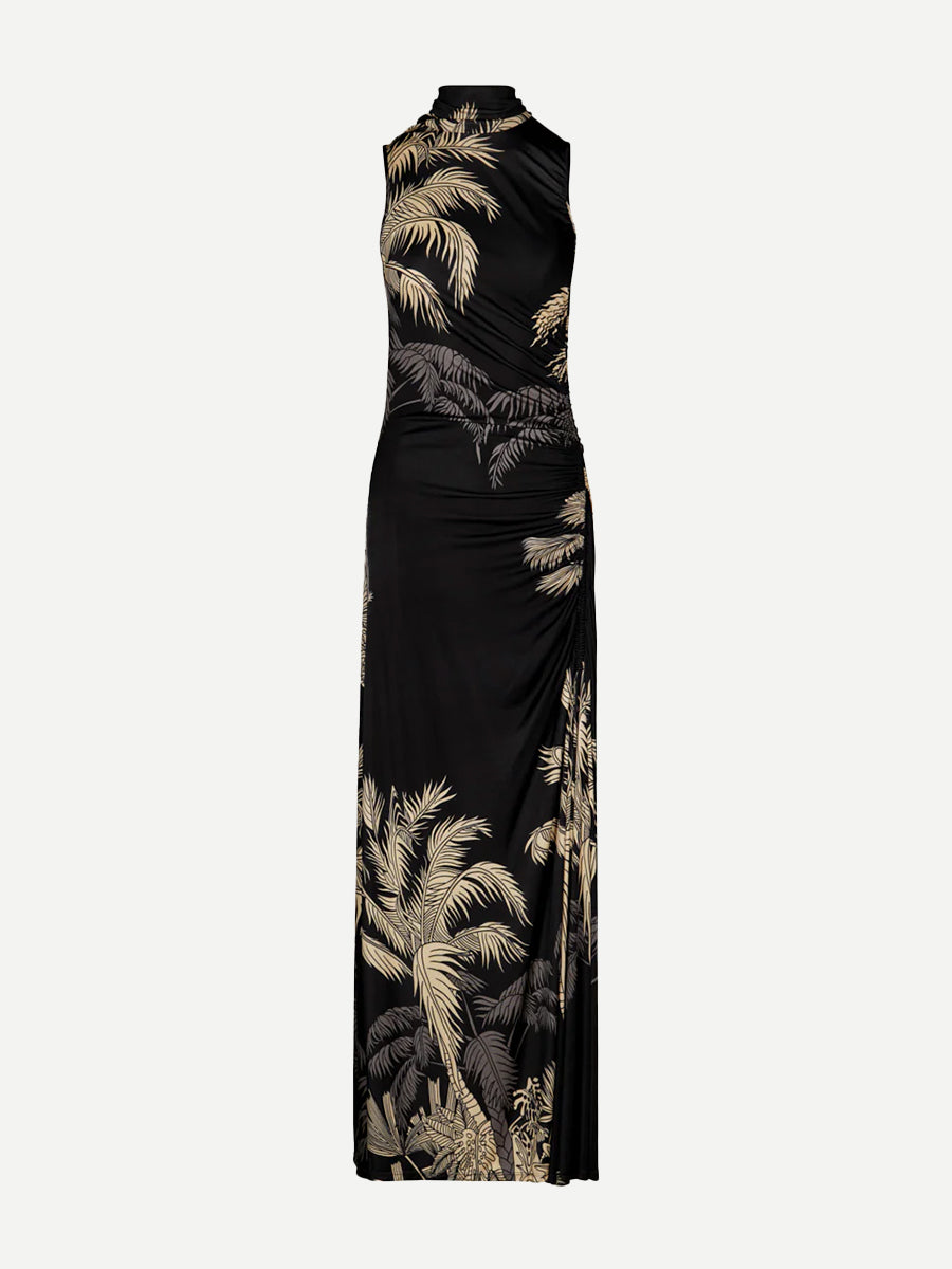 Johanna Ortiz Moon Goddess Ankle Dress in Black/Ecru