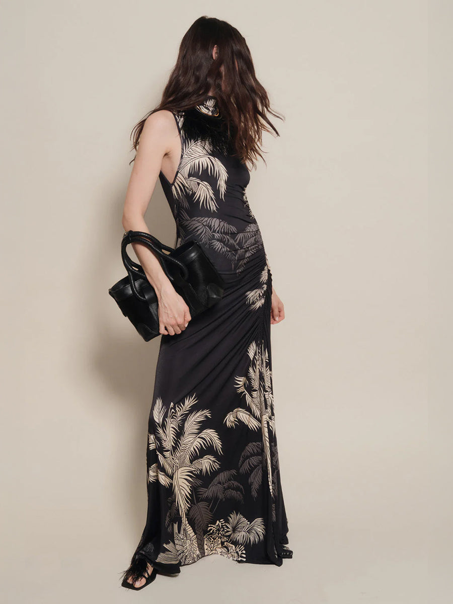 Johanna Ortiz Moon Goddess Ankle Dress in Black/Ecru