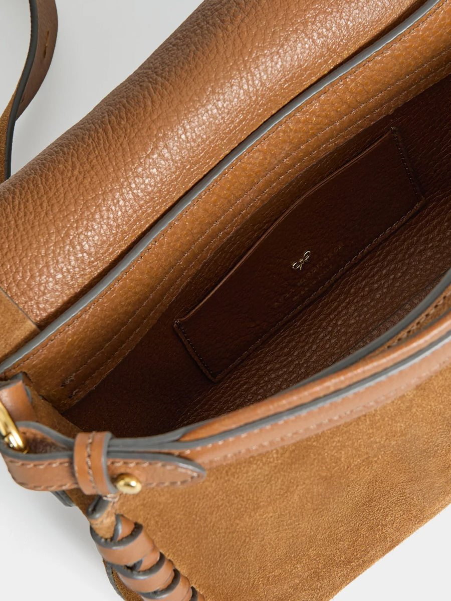 Anya Hindmarch Mortimer Whipstitch Crossbody in Pecan Suede