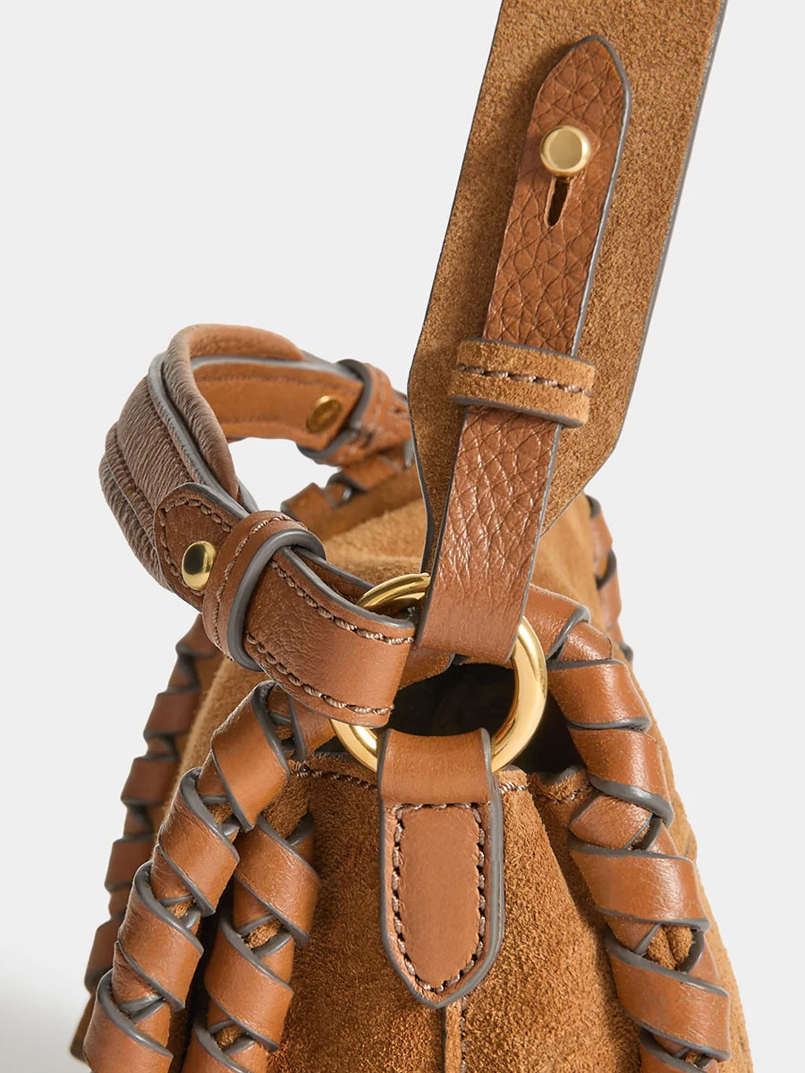 Mortimer Whipstitch Crossbody in Pecan Suede