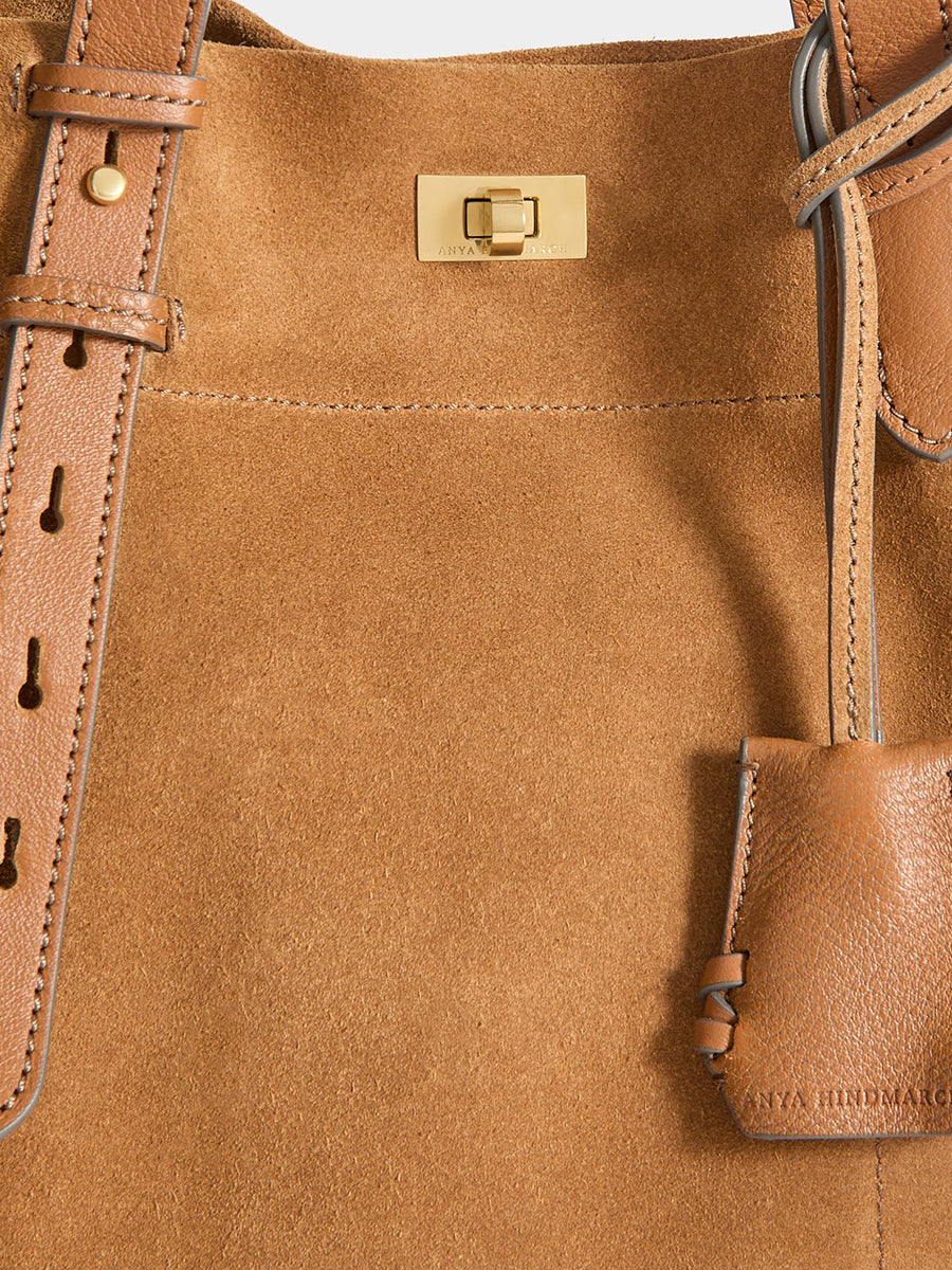 Mortimer Whipstitch Tote in Pecan Suede