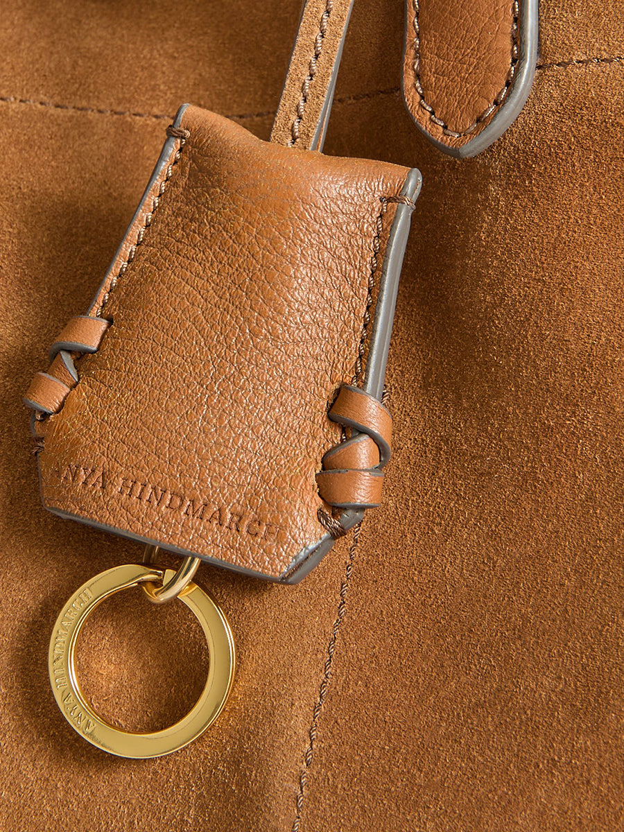 Mortimer Whipstitch Tote in Pecan Suede