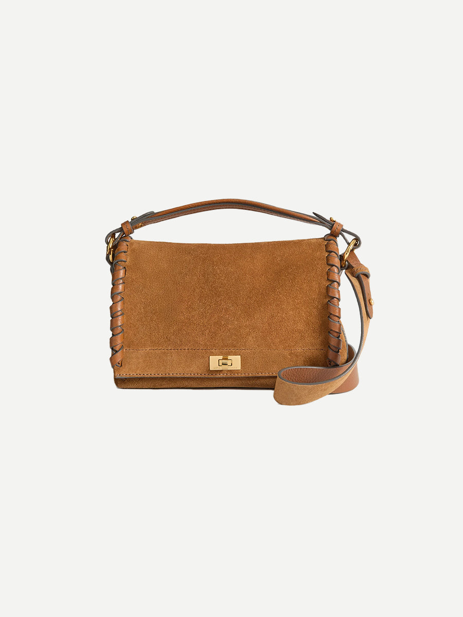 Anya Hindmarch Mortimer Whipstitch Crossbody in Pecan Suede