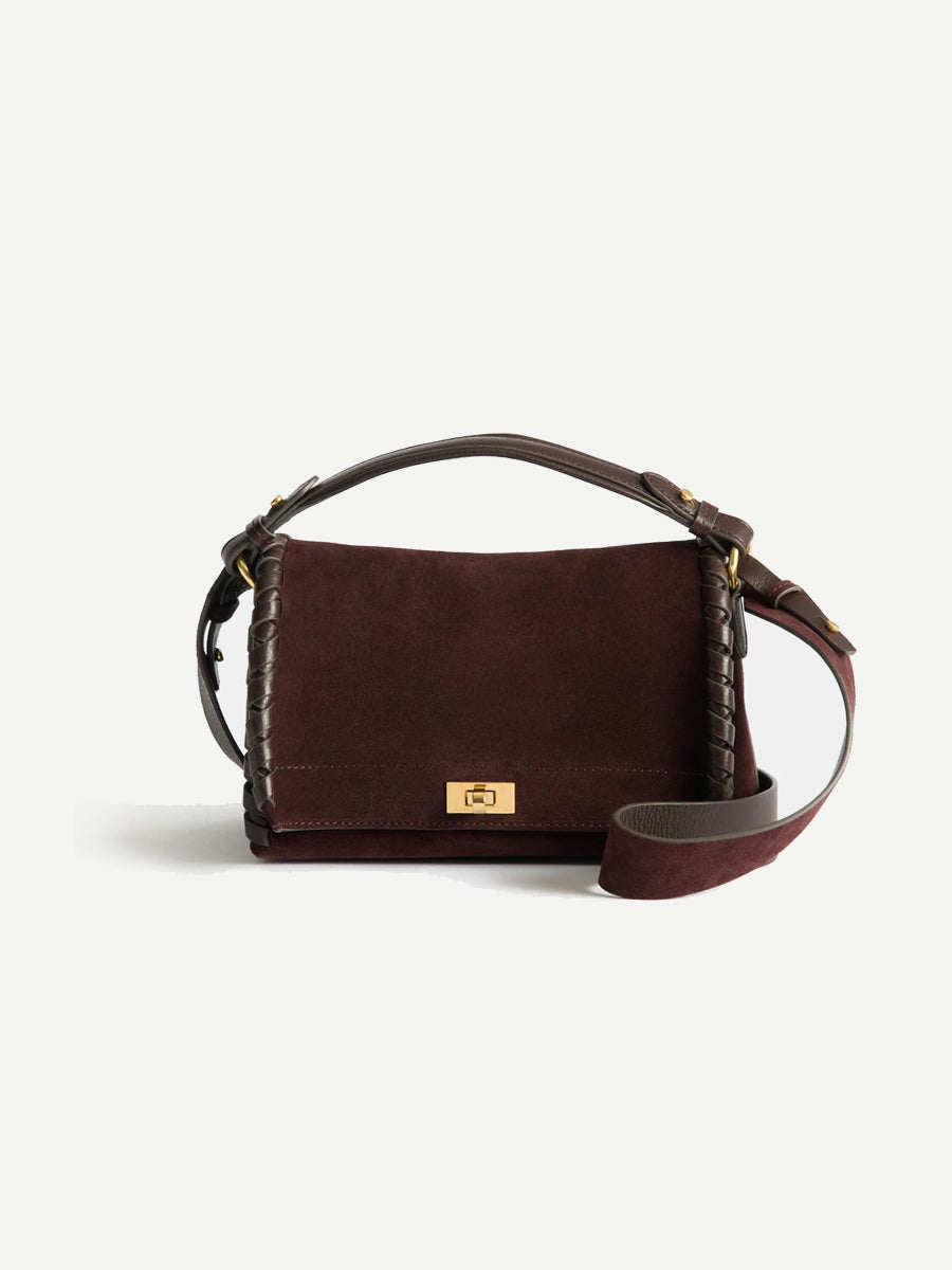 Mortimer Whipstitch Crossbody in Suede Grape