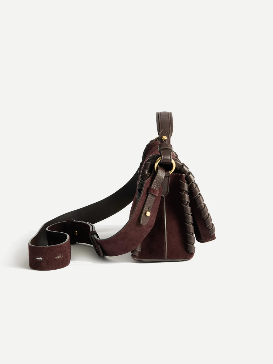 Mortimer Whipstitch Crossbody in Suede Grape