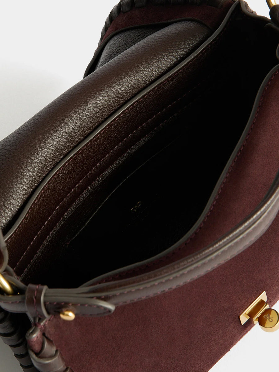 Mortimer Whipstitch Crossbody in Suede Grape