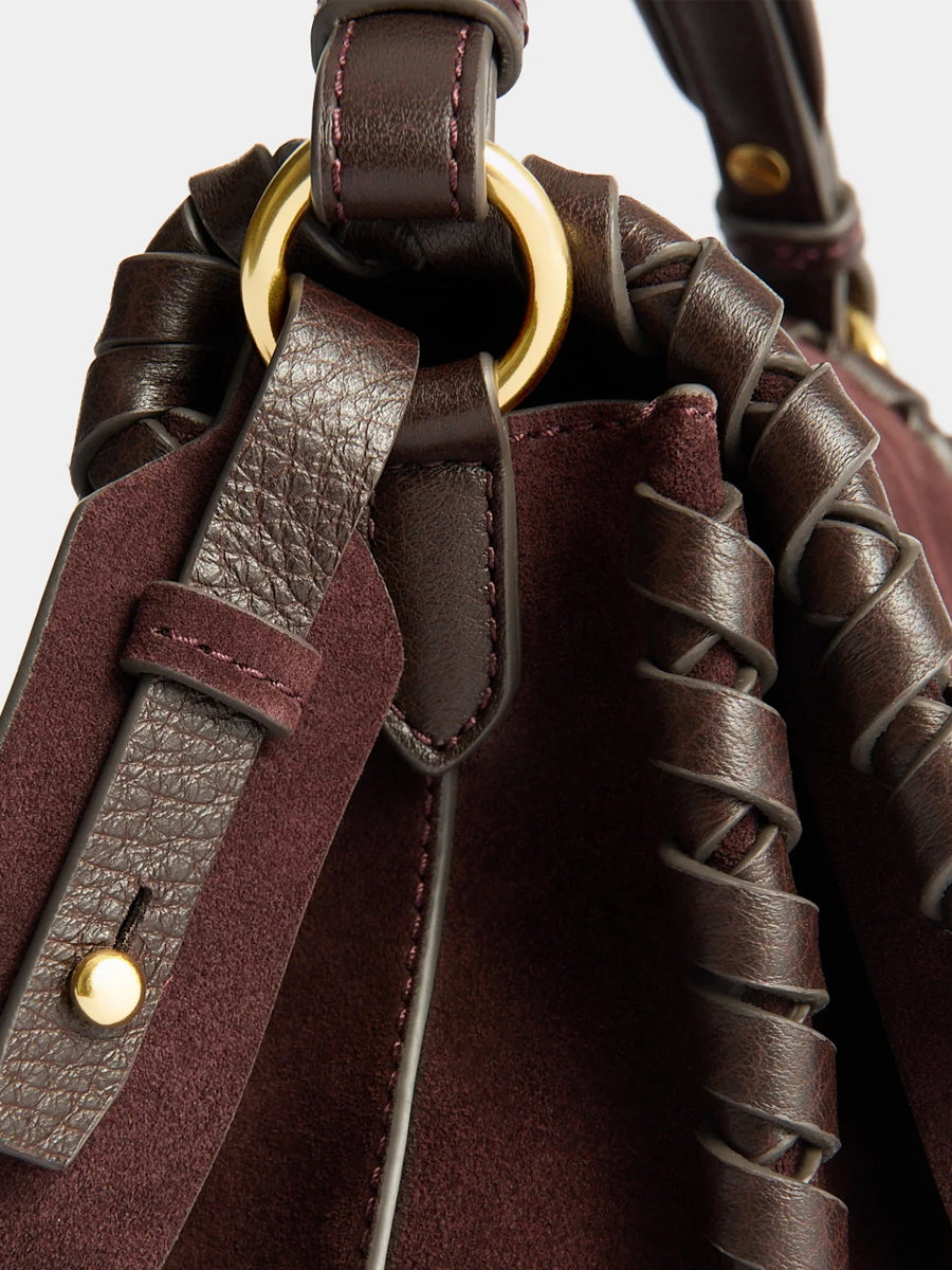 Mortimer Whipstitch Crossbody in Suede Grape