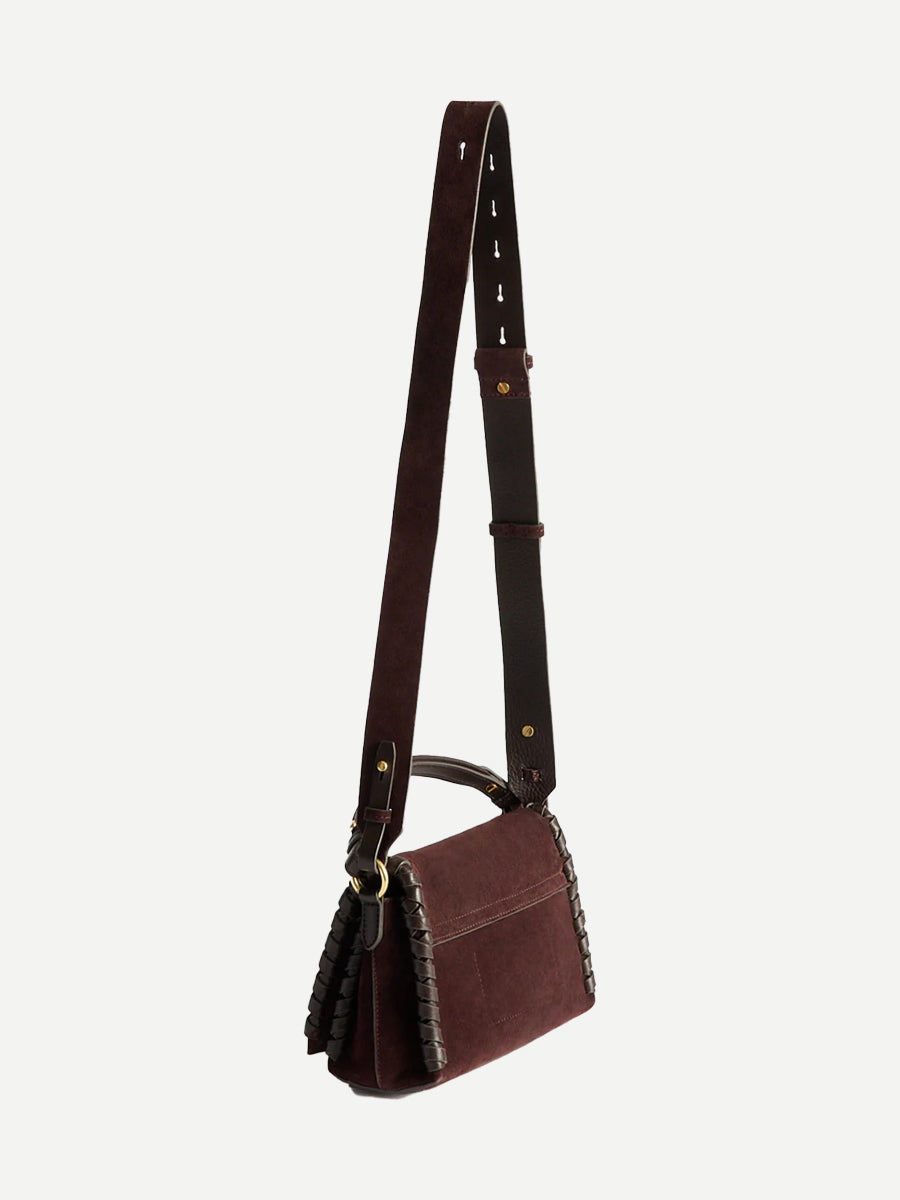 Mortimer Whipstitch Crossbody in Suede Grape