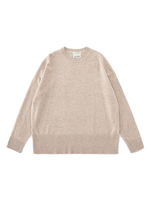 Aleger Cashmere N.20 Cashmere Oversized Crew in Flax
