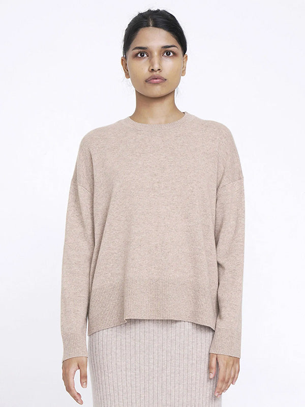 Aleger Cashmere N.20 Cashmere Oversized Crew in Flax