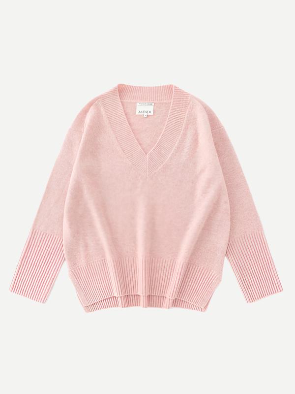 Aleger Cashmenre N.84 Cashmere Oversized V-neck in Rose