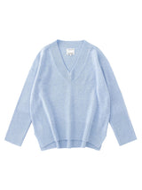 Aleger Cashmere N.84 Cashmere Oversized V-neck in Sky Blue